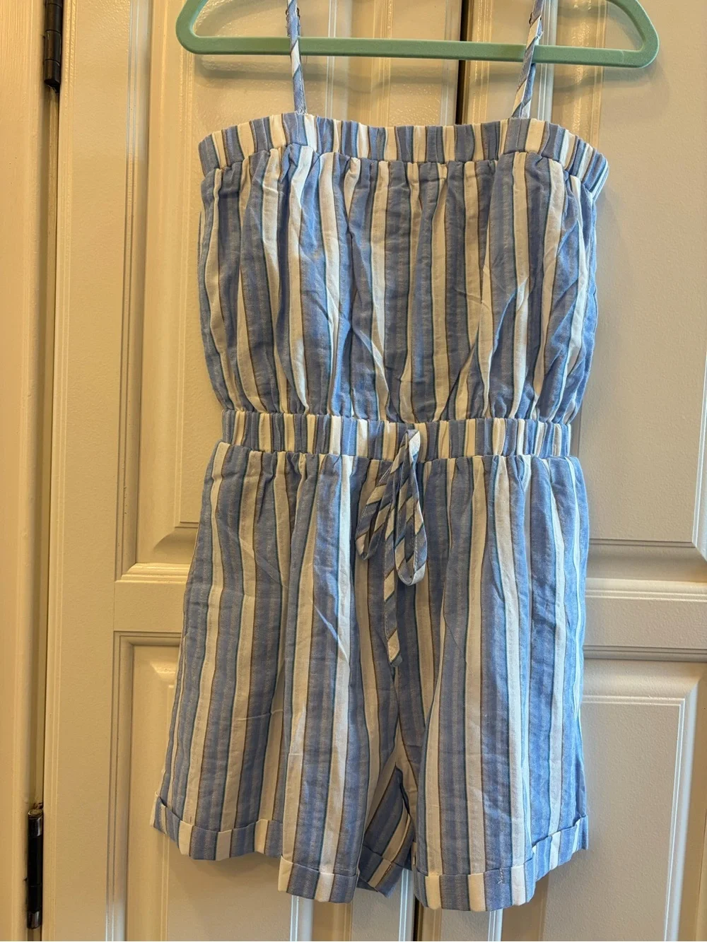 Hayden Blue and White Striped Sleeveless Romper